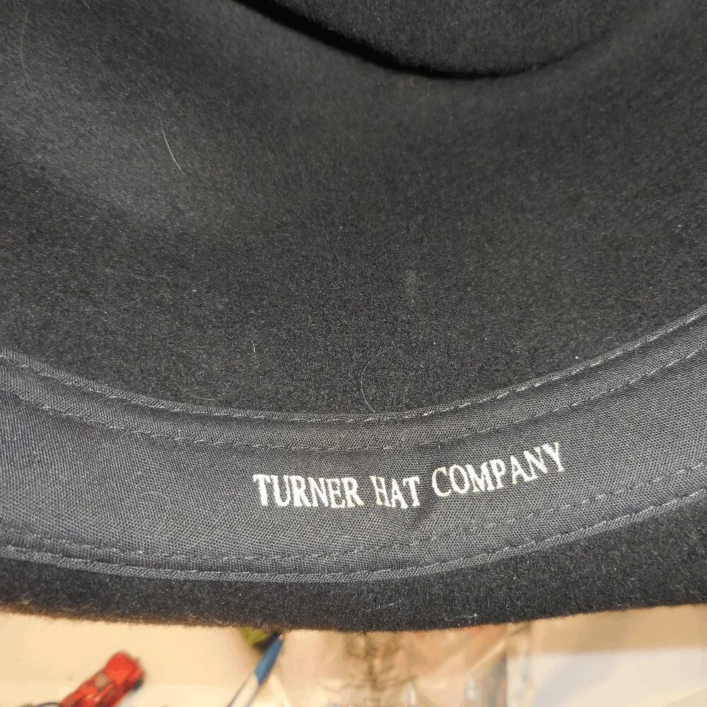 Mens Turner Hat Company 100% Wool Cheyenne Black Western Cowboy Hat 7 1/4-7 3/8
